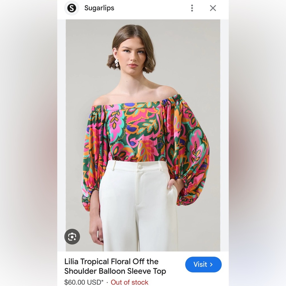 Sugarlips Lilia Tropical Off-Shoulder Blouse